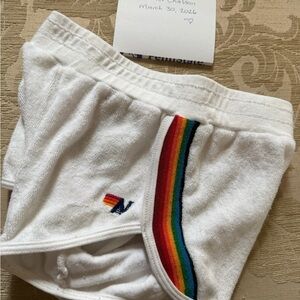 Aviator Nation Girls Sz 8 white Terry retro shirts with rainbow